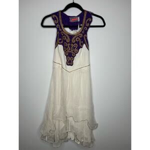 Free People purple and cream embroidered dress